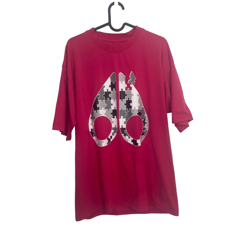 Moose Knuckles T-Shirt Puzzle Logo Graphic Pink Large